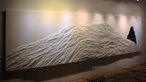 달빛그리기  82cm x 488cm 판넬에 폼보드절단후 한지 마감